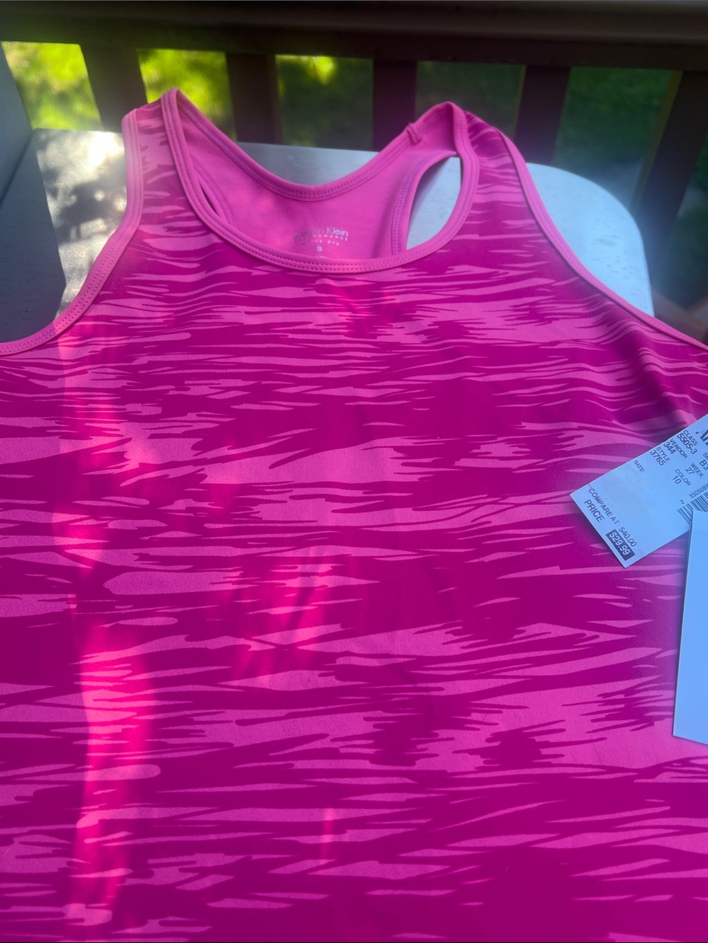 NWT Calvin Klein Pink Patterned Racerback Tank. Small - Picture 4 of 8